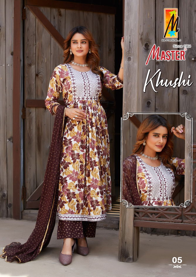 Khushi By Master Naira Cut Rayon Printed Kurti With Bottom Dupatta Wholesalers In Delhi
